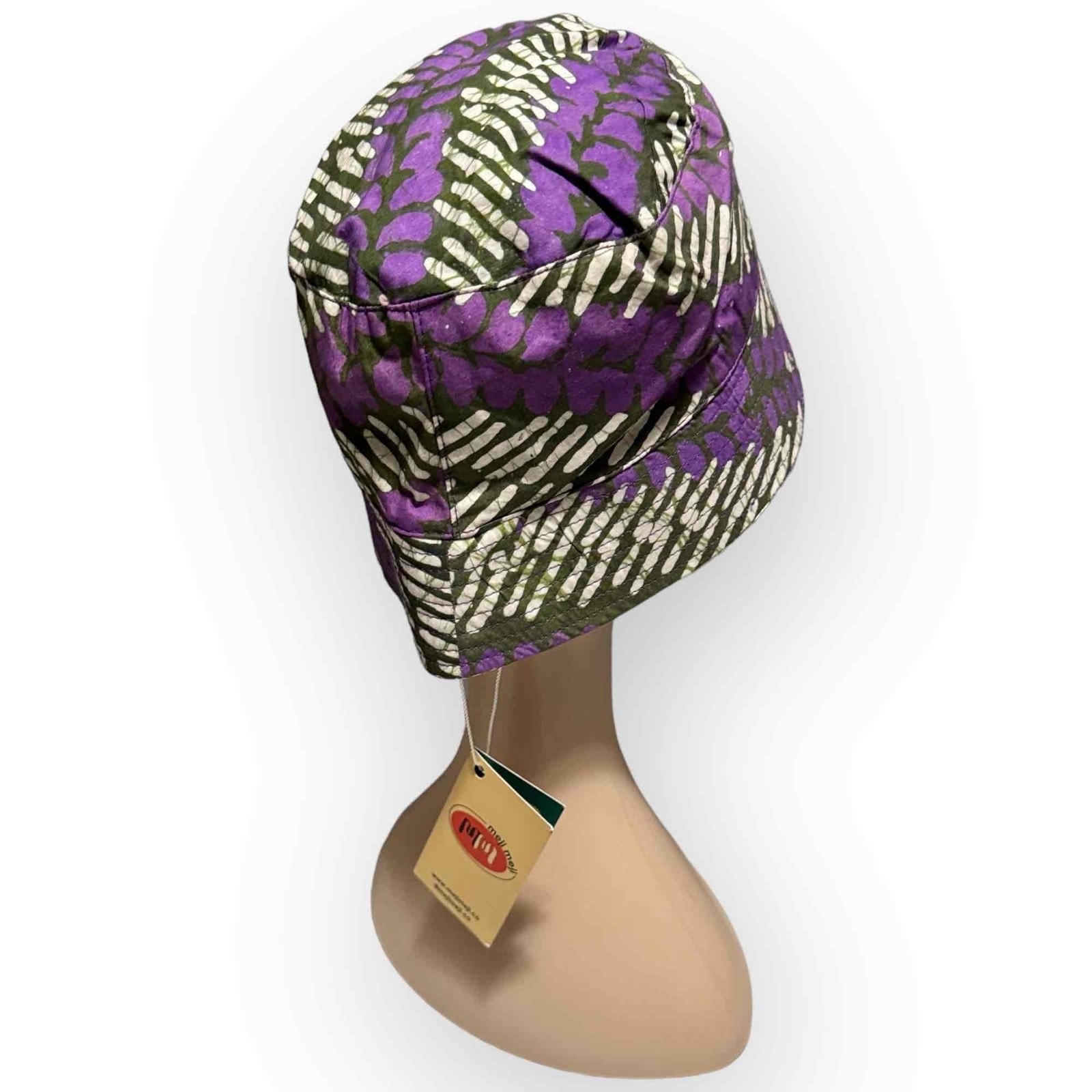 Nwt Meji Meji Adire Bucket Hat Purple, Black & White Abstract Print — image 4 of 8
